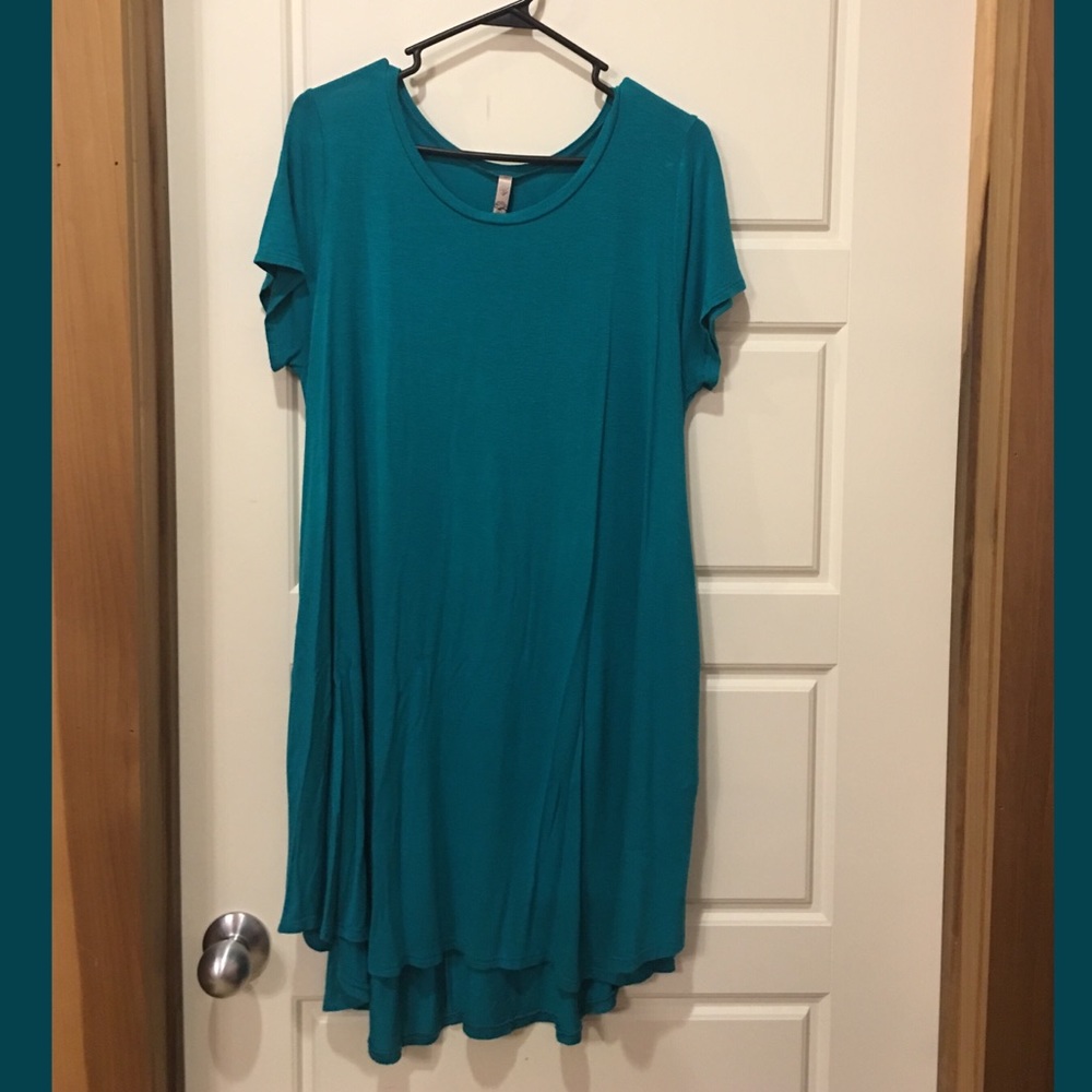 Teal comfy boutique dress with pockets -size L